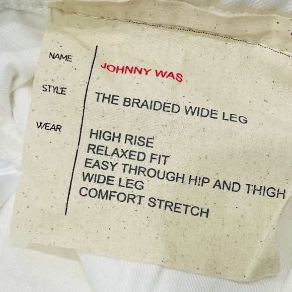 Johnny Was The Braided Wide Leg High Rise Stretch Jean White $278 NWT - Picture 8 of 11